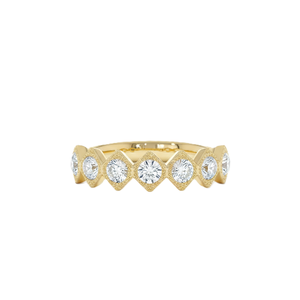 Designer Eternity Band Round Lab Grown Diamond 18K Solid Gold Wedding Band Milgrain Vintage Style Stackable Ring <b>Bridal</b> Jewelry - Product Image 1