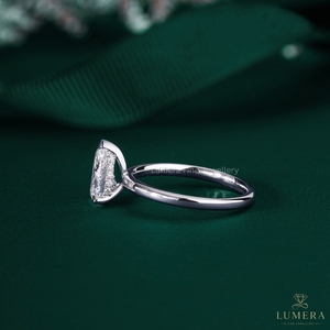 Bague de fiançailles solitaire en diamant de laboratoire taille poire, or blanc 9K 10K 14K 18K, bague de mariée pour femme OEM ODM - Product Image 2