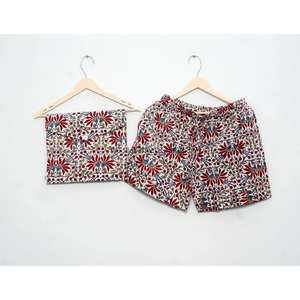 Conjunto de Pijama para Mujer Talla Grande, Transpirable, de Punto, Cintura Elástica, Manga Corta, Estampado, 100% Algodón, Ropa de Dormir para Verano - Product Image 2