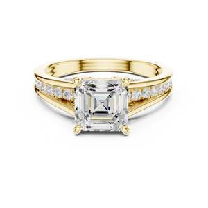 Anillo de oro amarillo de 14 quilates oxidado con diamante de laboratorio de corte Asscher, anillo para fiesta o boda, disponible a precio competitivo de exportación. - Product Image 3