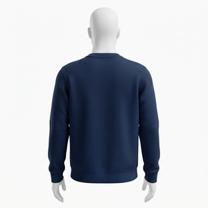 Mens <b>Navy</b> Blue Crewneck Sweatshirt Oversized Pullover Long Sleeve Casual Minimalist Streetwear Fashion <b>Top</b> - Product Image 4