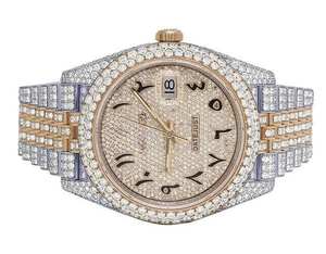 Montre BOJ R.O.L.E.X.09 à chiffres arabes, Moissanite VVS, bicolore or rose, automatique, analogique, en acier, quartz, style Hip Hop, pour homme, prix bas - Product Image 1