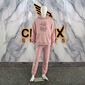 CLOVIX SPORTS Ensemble de survêtement personnalisé pour homme 100% coton, sweat à capuche et pantalon de jogging, broderie et impression en relief, vente en gros d'articles de sport - Product Image 3