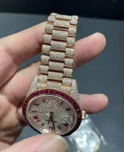 Nuevo Reloj de Pulsera de Lujo con Diamantes de Moissanita VVS Rosados, Caja Cuadrada de Acero Inoxidable de 42 mm, Estilo Hip-Hop - Product Image 4