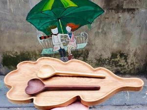 Bandeja de Almacenamiento Portátil en Forma de Hoja de Madera de Fresno Hecha a Mano, Moderna y Lujosa, Apta para Lavavajillas, para Servir en la Cocina, Vajilla, Alimentos y Bebidas - Product Image 2