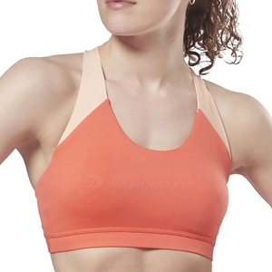 Soutien-gorge de sport Diamond Fit pour femme, dos nageur, orange uni, maintien moyen, respirant, en Spandex et Polyester, col rond, OEM - Product Image 1