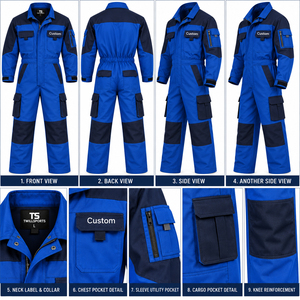 TWILSPORTS <b>Men's</b> Blue Work Coverall Polyester Abrasion Resistant Utility <b>Jumpsuit</b> Long Sleeve Mechanic Uniform - Product Image 6