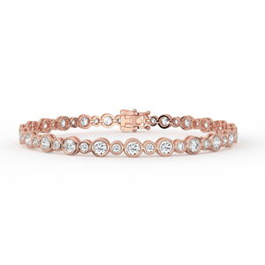 Bracelet classique en diamants ronds brillants, sertissage clos en or 14K 18K, design vague graduée, bijoux fins, cadeau de mariage pour femme - Product Image 2
