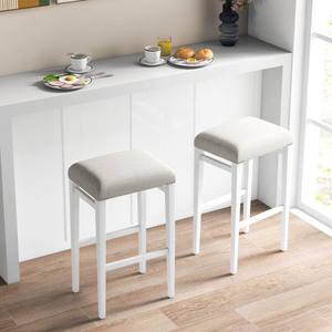 Chaise de comptoir rembourrée en bois massif, style bistro moderne et minimaliste, pour restaurant, maison, ou bar. - Product Image 1