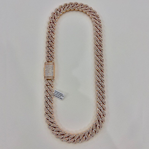 Customized 15mm <b>Cuban</b> <b>Link</b> Moissanite Diamond <b>Chain</b> High Quality Rose Gold 925 <b>Silver</b> Necklaces - Product Image 5