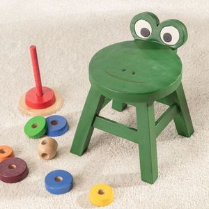 Tabouret en bois pour enfants en forme de grenouille mignon, siège pour tout-petits, chaise ronde verte pour chambre à coucher, salle de bain, salle de jeux - Product Image 3