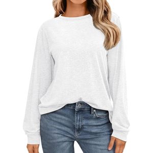 2025 camisetas informales de manga larga para mujer, camisetas básicas de gran tamaño de Color sólido para oficina, trajes informales de negocios de seda XL - Product Image 3