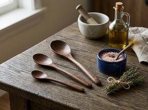 ช้อนไม้วอลนัท, อุปกรณ์ทำครัวไม้สีเข้มธรรมชาติ, ช้อนไม้แบบใช้ซ้ำได้หลายแบบ, ของขวัญทำมือสุดพิเศษสำหรับคนรักอาหาร - Product Image 3