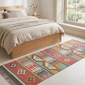 Alfombras de Dormitorio Kilim de Alta Calidad con Flecos en los Bordes, Alfombra Turca Kilim Hecha a Mano, Plegable, Antideslizante, Tapete de Yoga Kilim - Product Image 1