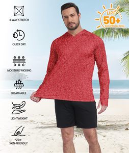 เสื้อฮู้ดตกปลาสำหรับผู้ชาย ผ้าโพลีเอสเตอร์ 100% ป้องกันแสงแดด UPF 50+ น้ำหนักเบา พร้อมหน้ากากในตัว - Product Image 5