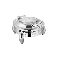 Plat de service rond hydraulique Royal Chafing Dish avec pieds intelligents, finition miroir, durable, pour événements, capacité 6 litres, en acier inoxydable, avec couverts