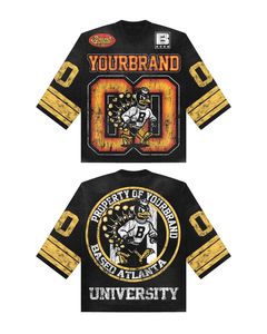 ชุดวอร์มลายกราฟิกสีดำทอง |   เสื้อฮู้ดดี้โอเวอร์ไซส์และกางเกงจ็อกเกอร์ |   ชุดเสื้อผ้าสตรีทแวร์ลายเปลวไฟ Mascot แบบเข้าชุด รับผลิตแบบ OEM แบรนด์ส่วนตัว - Product Image 5