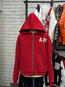 เสื้อฮู้ดซิปแบบแพทช์เวิร์คหลากสีทรงโอเวอร์ไซส์ลายกราฟิกสตรีทแวร์ แขนเสื้อตัดสี ผ้าหนา - Product Image 4