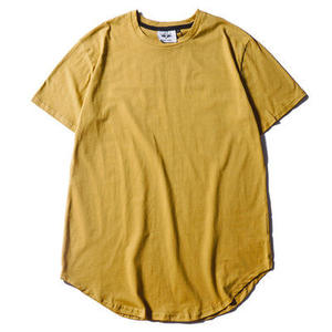 T-shirt d'été ample à ourlet incurvé pour hommes, en coton décontracté à ourlet festonné, vente en gros - Product Image 5