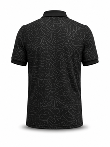 Camiseta de Golf de Manga Corta para Hombre, Negra, con Estampado Digital, Tejido de Poliéster/Algodón, Casual, Transpirable, con Logotipo Personalizado en la Parte Delantera - Product Image 3