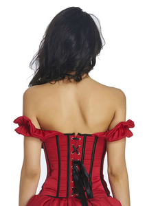 Corsé de satén negro para mujer con lazo decorativo, control firme, talla estándar para adulto, transpirable, cierre de corchetes y ojales. - Product Image 5