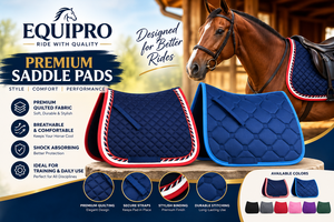 EQUIPRO Sudadero Australiano Azul Marino con Patrón Acolchado de Diamantes Estilo Suroeste, Ribete Rojo y Correa de Sujeción para Salto - Product Image 3