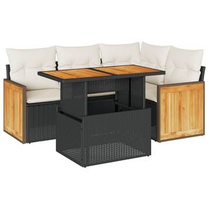Ensemble de canapés de jardin modulaires en rotin PE noir, mobilier d'extérieur moderne modulaire - Product Image 2