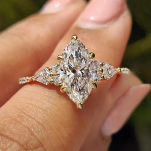 Wholesale 14k Yellow <b>Gold</b> Moissanite Solitaire <b>Ring</b> 6-Prong Setting VVS D-F Color Marquise Cut For Women Engagement <b>Ring</b> Factory - Product Image 1
