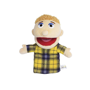 Marioneta de peluche con camisa a cuadros amarilla y pelo rubio, juguete de peluche suave para niños de 2 a 4 años, unisex - Product Image 1