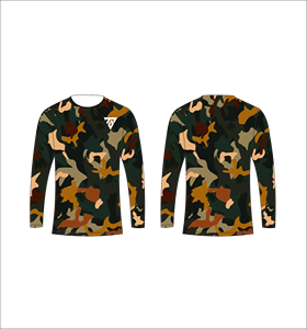T-shirt à manches longues camouflage orange et vert pour homme, motif abstrait, col rond, décontracté, streetwear, hauts pour la gym et l'entraînement - Product Image 3