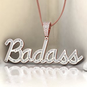 Colgante de Plata 925 con Moissanita y Letra 'Badass', Diseño de Lujo, Estilo Hip Hop, Unisex, Regalo para Fiestas y Bodas - Product Image 3