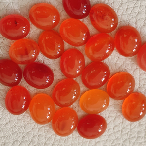 Pierres ovales en cornaline en gros | Cabochons à dos plat 3x5mm 8x10mm 12x16mm | Agate rouge naturelle en vrac pour la création de bijoux DIY - Product Image 1