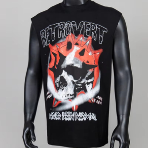 T-shirt sans manches rétro pour homme – Nouvelle collection d'été tendance, décontracté, ample, pour le sport, le fitness, le basketball – Vente en gros, personnalisable - Product Image 1