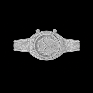 Reloj de Hombre en Tono Plateado con Incrustaciones de Piedras Brillantes, Esfera con Fecha, Reloj de Lujo para Fiestas - Product Image 3