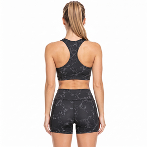 Women Printed Yoga Wear 2 Piece <b>Shorts</b> <b>Set</b> Racerback Bra High Waist Compression <b>Shorts</b> Quick Dry <b>Ladies</b> Gym Workout <b>Shorts</b> <b>Set</b> - Product Image 3