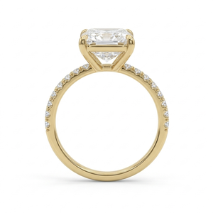 Anillo de Diamante Corte Radiante con Banda de Plata Pavé de Cuatro Puntas para Compromiso, Fiesta y Regalo para Mujer, Venta al por Mayor, Fino - Product Image 2
