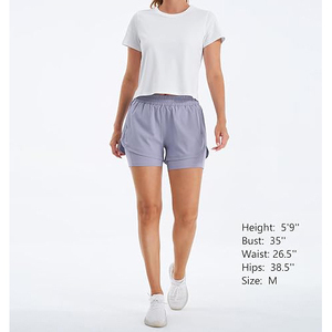 Shorts Deportivos 2 en 1 para Mujer, Lavanda, Fluidos, de Poliéster, Secado Rápido, Cintura Alta con Bolsillo con Cierre - Product Image 5