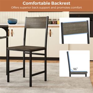 Set di 4 Sedie da Pranzo Contemporanee con Capacità di 150 kg, Rivestimento in Pelle PU Rimovibile, Struttura in Metallo e Rattan, Grigie, per Cucina - Product Image 4