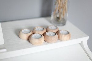 Juego de Portavelas de Madera Personalizados con Diseño de Patrón Redondo, Adorno Decorativo para Mesa de Comedor, Decoración Navideña para el Hogar por UO INDIA - Product Image 2