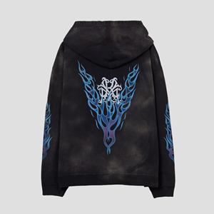เสื้อฮู้ดซิปแบบโอเวอร์ไซส์สไตล์วินเทจ ผ้าฟลีซคอตตอน 100% น้ำหนัก 270/370 GSM |   เสื้อแจ็คเก็ตสตรีทแวร์สีฟ้าเปลวไฟสำหรับฤดูหนาว |   แบรนด์ส่วนตัว - Product Image 4