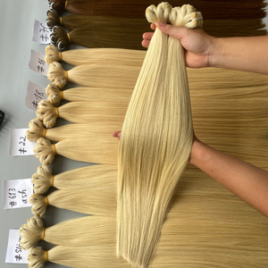 Extensions de cheveux humains Super Double Drawn Young Healthy Donor Premium Brins Blonde Platinum Ash # 60c Color Sewing Machine - Product Image 1