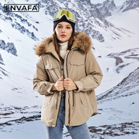 Veste longue matelassée avec grand capuche en fourrure véritable, en duvet de canard gris épais, imperméable, parka d'hiver, manteau d'extérieur pour femme, sur-manteau premium OEM