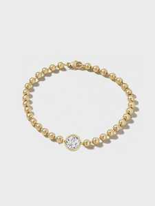 2Ct Diamond Chain <b>Bracelets</b> 14k 18k <b>Solid</b> Gold Round Lab Grown Bezel Set Solitaire Statement 2.5 mm Ball Bead Chain Manufacture - Product Image 1