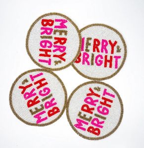 Decorative Handmade <b>Beaded</b> <b>Coaster</b> Set Multicolor Modern Dining Table Accessory At Best Price - Product Image 6