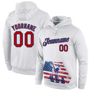 Sweat-shirt à capuche blanc personnalisé pour homme avec nom et numéro d'équipe, impression par transfert thermique, coupe classique, pull en coton tricoté décontracté - Product Image 4