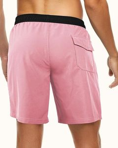 Short de bain unisexe d'été en tissu tissé uni anti-UV à taille élastique séchage rapide - Product Image 3