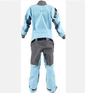 Unisex Light Blue <b>Waterproof</b> Breathable Plus Size Drysuit <b>Work</b> Coverall with Gray Panels and Black Zipper Design - Product Image 5