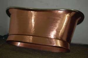 Bañera Ovalada Moderna Hecha a Mano 100% Cobre para Uso Doméstico y Hotelero, Ecológica, Brillante, Pulida y Lacada - Product Image 2