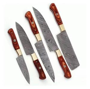 5-Piece Damascus Steel <b>Knife</b> <b>Set</b> Wooden Handle 96-Layer Polished Blade <b>Sharp</b> Chef <b>Knives</b> Ambidextrous - Product Image 3