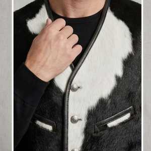 Chaleco Vaquero de Cuero Genuino para Hombre, Estilo Western, Hecho a Mano, con un Solo Botón, para Verano, Venta Caliente - Product Image 5
